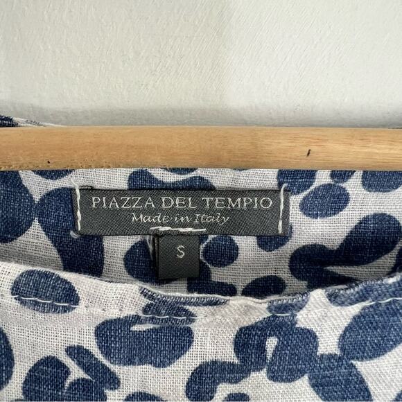 Piazza Del Tempio Italian 100% Linen Cap Sleeve Flowy Midi Dress w/ Waist Tie - Picture 12 of 16